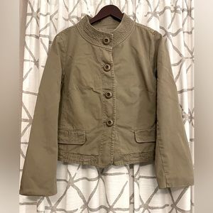 J. Crew lined classic twill chino button up jacket olive green size 14 tall